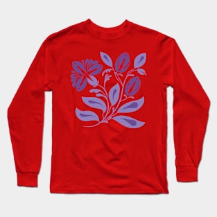 Folk floral print . Abstract flowers art , poster. Long Sleeve T-Shirt